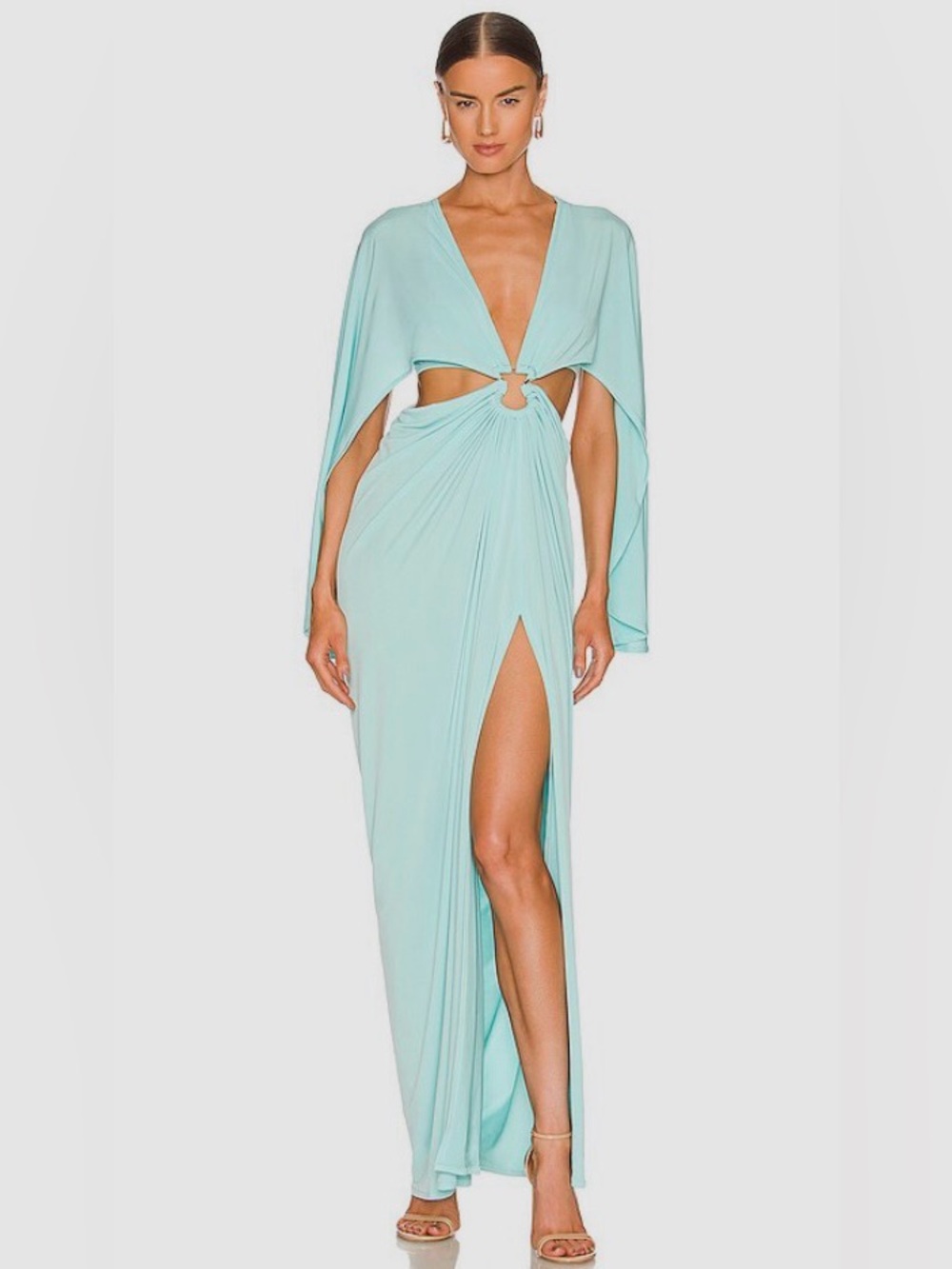 NWOT Elegant Cutout Maxi Dress in Aqua